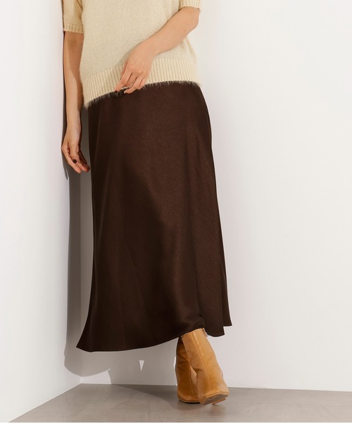 N.（N. Natural Beauty Basic）（エヌエヌナチュラルビューティーベーシック）の「【PS/低身長サイズ】サテンナロースカート（スカート・レディース・イエロー/ブラック/ブラウン/ホワイト系その他/ブラウン系その他・MEDIUM/PS/P/S）」の20枚目の写真