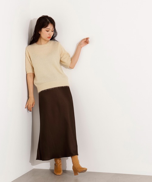 N.（N. Natural Beauty Basic）（エヌエヌナチュラルビューティーベーシック）の「【PS/低身長サイズ】サテンナロースカート（スカート・レディース・イエロー/ブラック/ブラウン/ホワイト系その他/ブラウン系その他・MEDIUM/PS/P/S）」の21枚目の写真