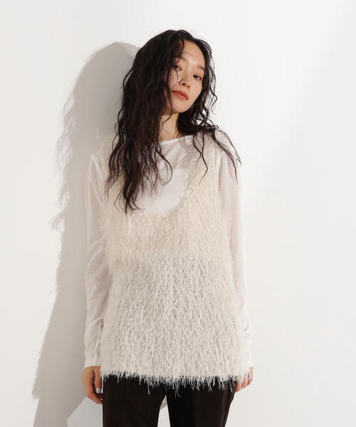 N.(N. Natural Beauty Basic)(エヌエヌナチュラルビューティーベーシック)の「フリンジベスト(ベスト・レディース・オフホワイト/ベージュ・MEDIUM)」の15枚目の写真