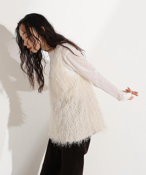 N.(N. Natural Beauty Basic)(エヌエヌナチュラルビューティーベーシック)の「フリンジベスト(ベスト・レディース・オフホワイト/ベージュ・MEDIUM)」の19枚目の写真