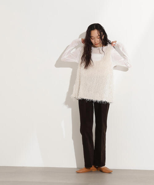 N.(N. Natural Beauty Basic)(エヌエヌナチュラルビューティーベーシック)の「フリンジベスト(ベスト・レディース・オフホワイト/ベージュ・MEDIUM)」の20枚目の写真