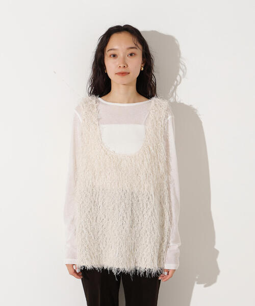 N.(N. Natural Beauty Basic)(エヌエヌナチュラルビューティーベーシック)の「フリンジベスト(ベスト・レディース・オフホワイト/ベージュ・MEDIUM)」の22枚目の写真