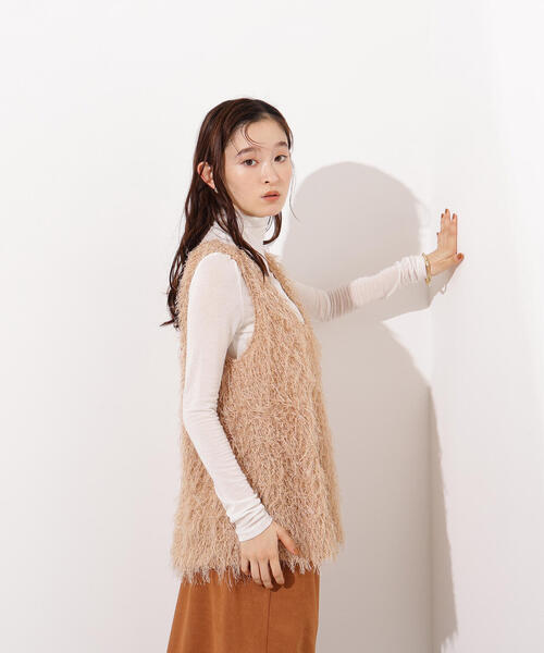 N.(N. Natural Beauty Basic)(エヌエヌナチュラルビューティーベーシック)の「フリンジベスト(ベスト・レディース・オフホワイト/ベージュ・MEDIUM)」の7枚目の写真