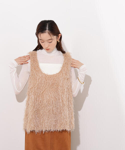 N.(N. Natural Beauty Basic)(エヌエヌナチュラルビューティーベーシック)の「フリンジベスト(ベスト・レディース・オフホワイト/ベージュ・MEDIUM)」の8枚目の写真