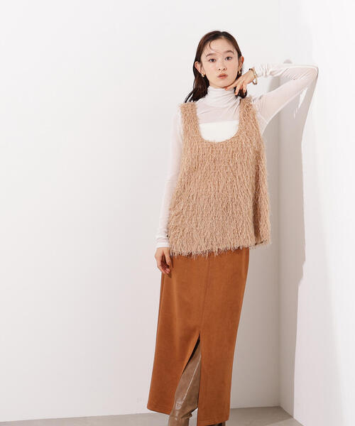 N.(N. Natural Beauty Basic)(エヌエヌナチュラルビューティーベーシック)の「フリンジベスト(ベスト・レディース・オフホワイト/ベージュ・MEDIUM)」の10枚目の写真