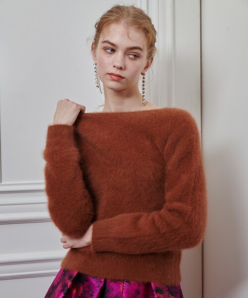 LOULOU WILLOUGHBY】カシミヤブレンドファー加工プルオーバー（ニット