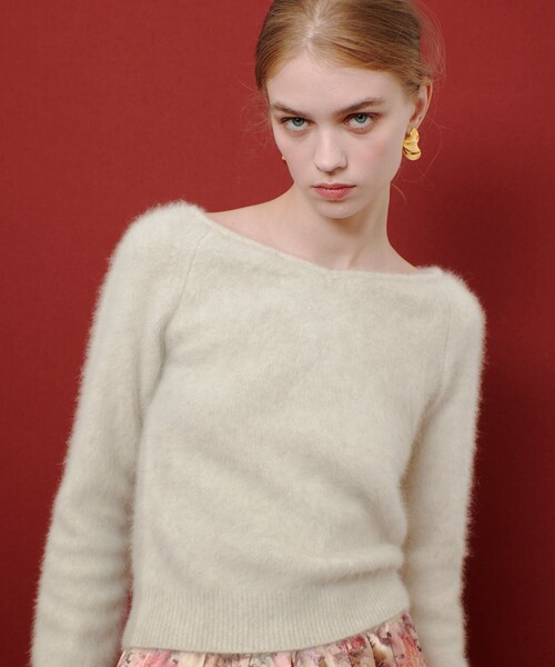 LOULOU WILLOUGHBY】カシミヤブレンドファー加工プルオーバー（ニット