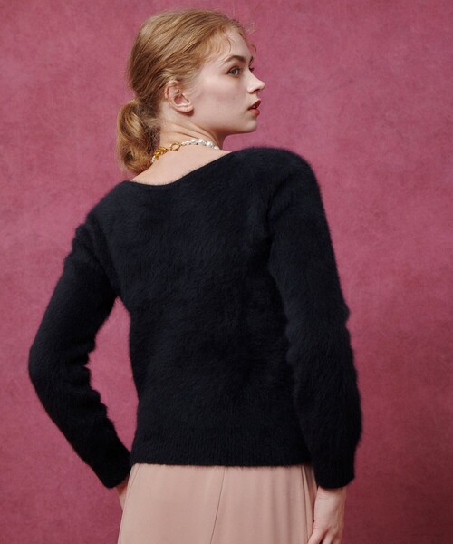 LOULOU WILLOUGHBY】カシミヤブレンドファー加工プルオーバー（ニット