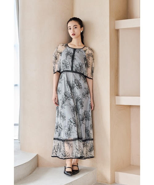 セール】ドローイングフラワードレス パーティードレス