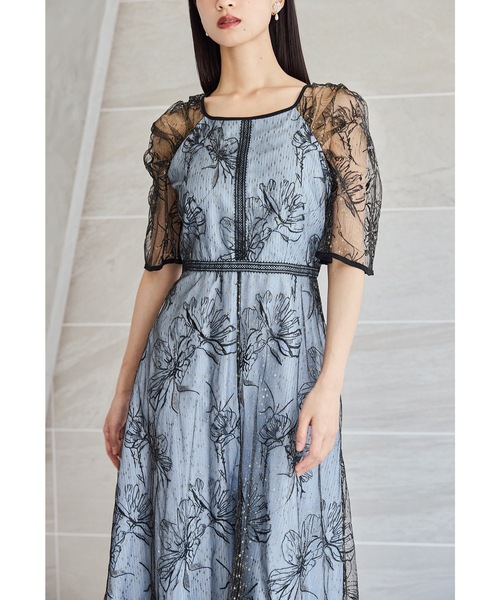 セール】ドローイングフラワードレス パーティードレス オケージョン