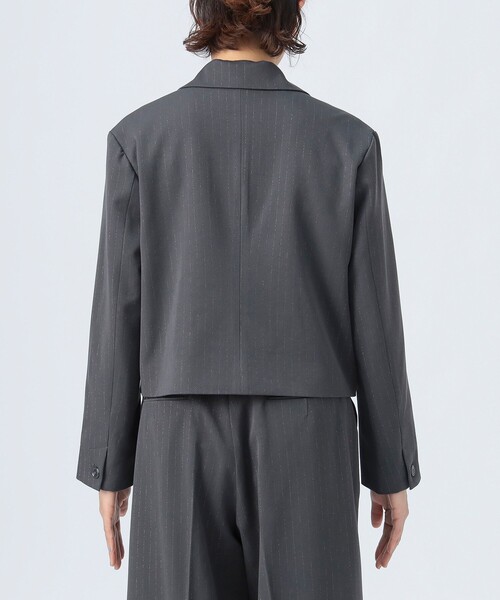 セール】ラメ ストライプ クロップド ジャケット（テーラード