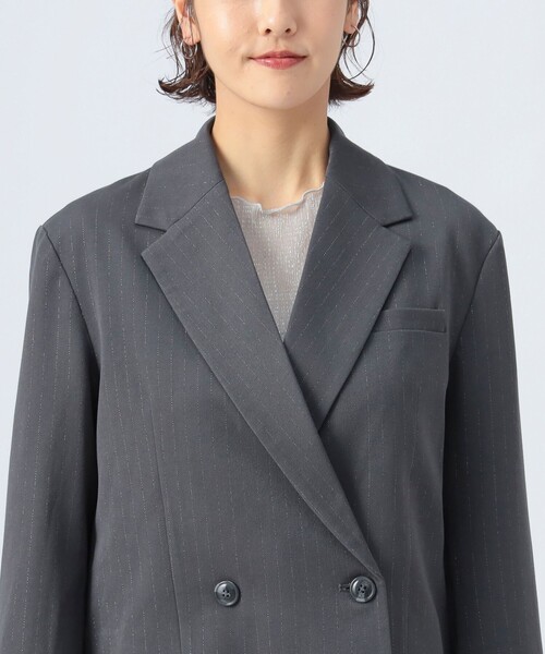 セール】ラメ ストライプ クロップド ジャケット（テーラード