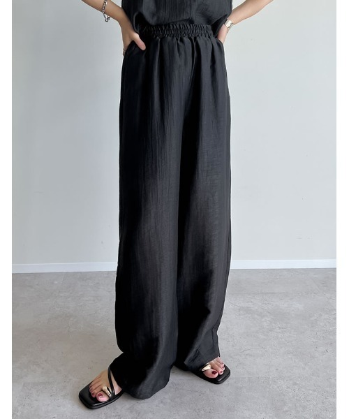 Re:EDIT（リエディ）の「[接触冷感][2点セット]シアーリネンタッチパンツセットアップ（セットアップ・レディース・カーキ/ブラック/ブラウン・MEDIUM）」の6枚目の写真