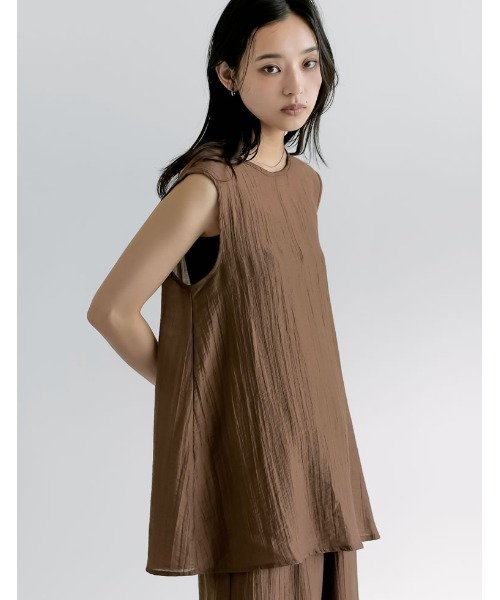 Re:EDIT（リエディ）の「[接触冷感][2点セット]シアーリネンタッチパンツセットアップ（セットアップ・レディース・カーキ/ブラック/ブラウン・MEDIUM）」の8枚目の写真