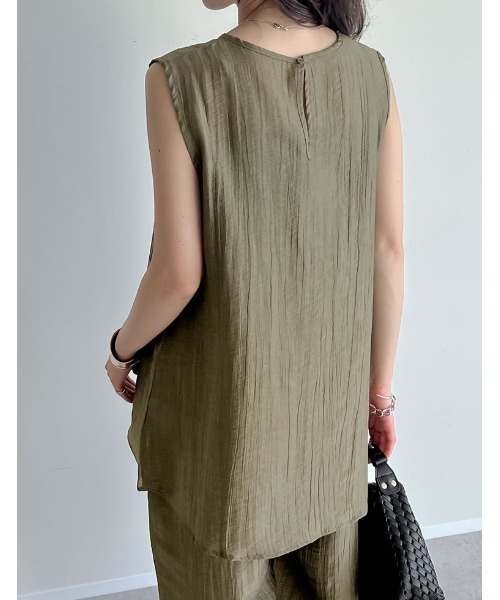 Re:EDIT（リエディ）の「[接触冷感][2点セット]シアーリネンタッチパンツセットアップ（セットアップ・レディース・カーキ/ブラック/ブラウン・MEDIUM）」の15枚目の写真