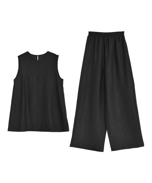 Re:EDIT（リエディ）の「[接触冷感][2点セット]シアーリネンタッチパンツセットアップ（セットアップ・レディース・カーキ/ブラック/ブラウン・MEDIUM）」の22枚目の写真