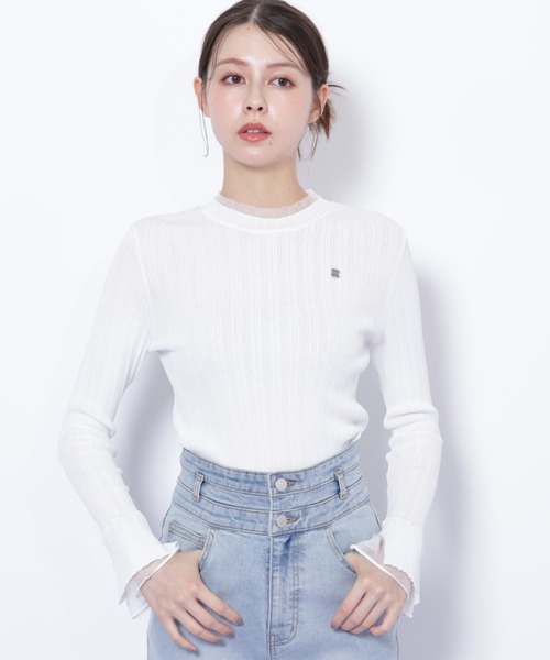 JILL by JILL STUART(ジルバイジルスチュアート)の「◇シアーフリルニット(ニット/セーター・レディース・グリーン/ホワイト/ブラック/ブルー・FREE)」の1枚目の写真