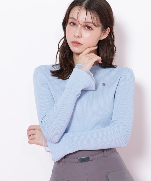 JILL by JILL STUART(ジルバイジルスチュアート)の「◇シアーフリルニット(ニット/セーター・レディース・グリーン/ホワイト/ブラック/ブルー・FREE)」の4枚目の写真