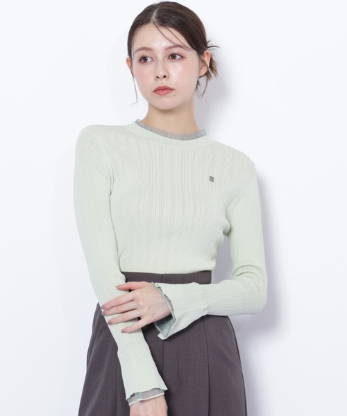 JILL by JILL STUART(ジルバイジルスチュアート)の「◇シアーフリルニット(ニット/セーター・レディース・グリーン/ホワイト/ブラック/ブルー・FREE)」の3枚目の写真