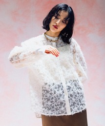 LEPSIM | ノーカラー刺繍レースシャツ 577238(シャツ/ブラウス)