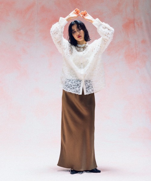 LEPSIM(レプシィム)の「ノーカラー刺繍レースシャツ 577238(シャツ/ブラウス・レディース・ブラック/オフホワイト・FREE)」の8枚目の写真