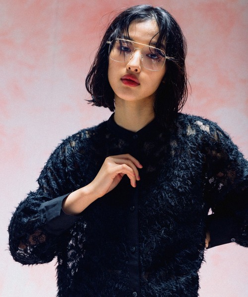 LEPSIM(レプシィム)の「ノーカラー刺繍レースシャツ 577238(シャツ/ブラウス・レディース・ブラック/オフホワイト・FREE)」の9枚目の写真