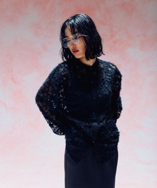 LEPSIM(レプシィム)の「ノーカラー刺繍レースシャツ 577238(シャツ/ブラウス・レディース・ブラック/オフホワイト・FREE)」の10枚目の写真