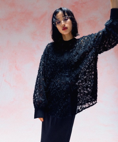 LEPSIM(レプシィム)の「ノーカラー刺繍レースシャツ 577238(シャツ/ブラウス・レディース・ブラック/オフホワイト・FREE)」の11枚目の写真