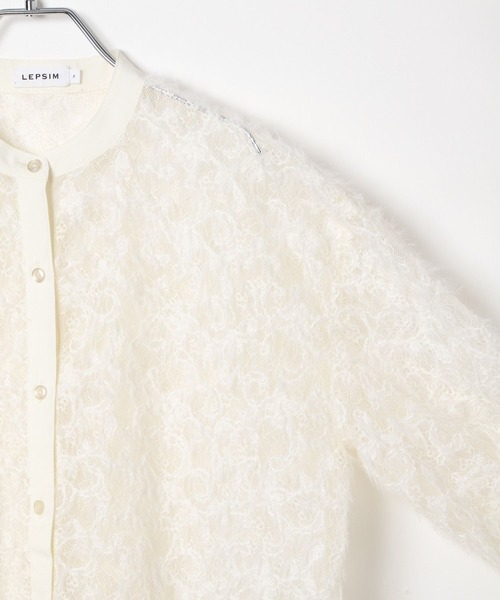 LEPSIM(レプシィム)の「ノーカラー刺繍レースシャツ 577238(シャツ/ブラウス・レディース・ブラック/オフホワイト・FREE)」の18枚目の写真