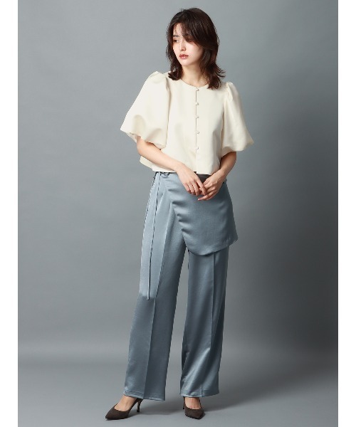 CIS.（シス）の「CIS． バウンススリーブブラウスジャケット ウォッシャブル マットサテン 無地（シャツ/ブラウス・レディース・ブラック/ホワイト/ベージュ・36(7号)/38(9号)）」の4枚目の写真