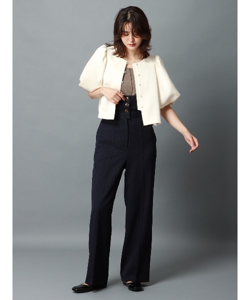 CIS.（シス）の「CIS． バウンススリーブブラウスジャケット ウォッシャブル マットサテン 無地（シャツ/ブラウス・レディース・ブラック/ホワイト/ベージュ・36(7号)/38(9号)）」の5枚目の写真