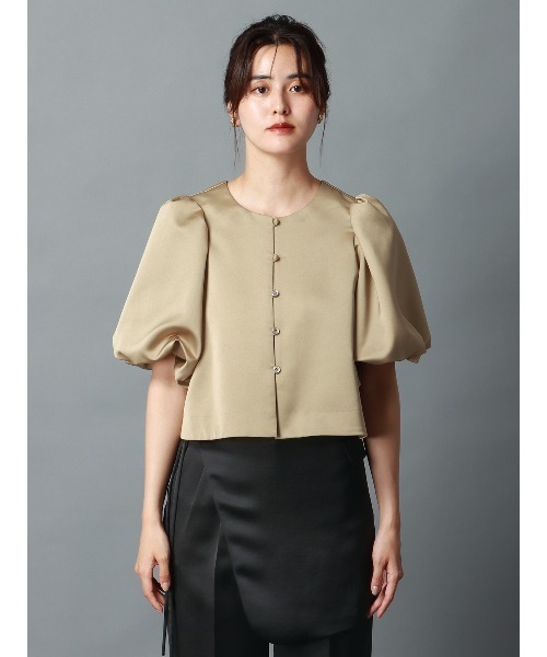 CIS.（シス）の「CIS． バウンススリーブブラウスジャケット ウォッシャブル マットサテン 無地（シャツ/ブラウス・レディース・ブラック/ホワイト/ベージュ・36(7号)/38(9号)）」の16枚目の写真