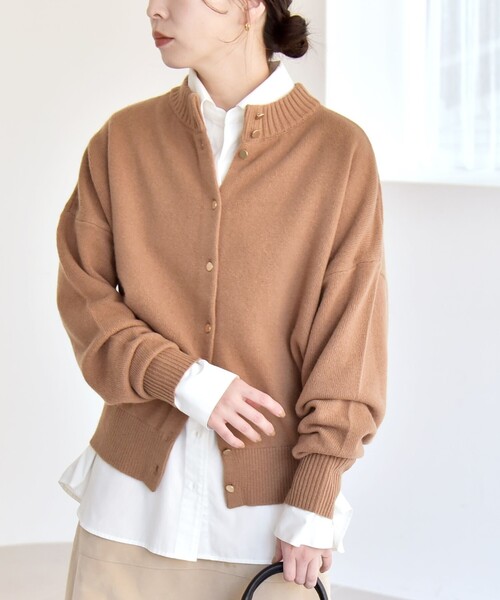 quaranciel: AQUA カシミヤ ミックス 2way ハイネック カーディガン