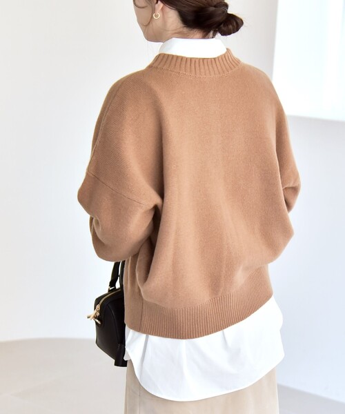quaranciel(カランシエル)の「quaranciel: AQUA カシミヤ ミックス 2way ハイネック カーディガン(カーディガン/ボレロ・レディース・ブラック/ベージュ/ブルー/ライトグレー/キャメル・ONE SIZE)」の8枚目の写真