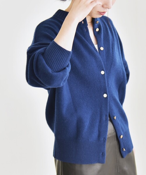 quaranciel(カランシエル)の「quaranciel: AQUA カシミヤ ミックス 2way ハイネック カーディガン(カーディガン/ボレロ・レディース・ブラック/ベージュ/ブルー/ライトグレー/キャメル・ONE SIZE)」の14枚目の写真