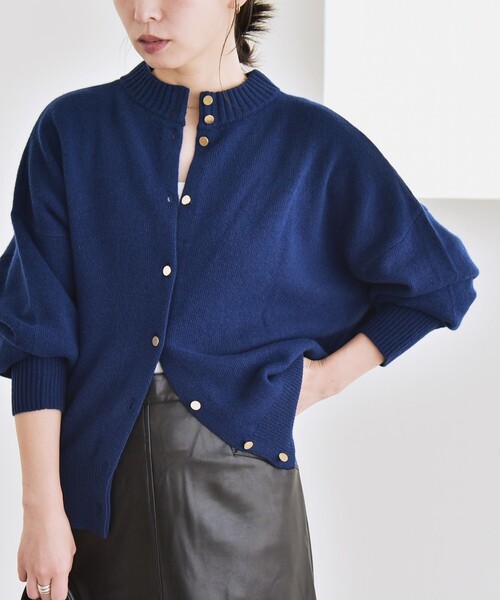 quaranciel(カランシエル)の「quaranciel: AQUA カシミヤ ミックス 2way ハイネック カーディガン(カーディガン/ボレロ・レディース・ブラック/ベージュ/ブルー/ライトグレー/キャメル・ONE SIZE)」の16枚目の写真