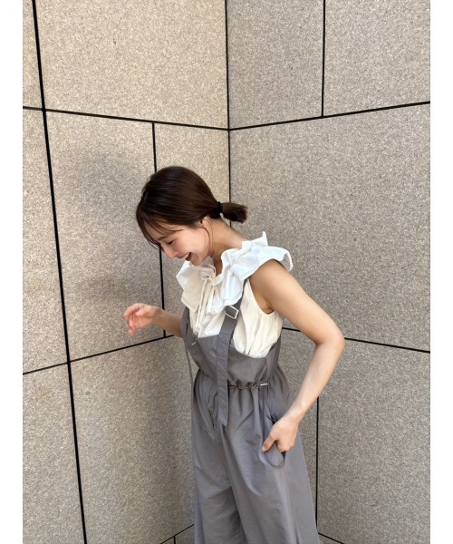 Day and Grade(デイアンドグレイド)の「【RISAKOセレクト】ウエストドロストサロペット(サロペット/オーバーオール・レディース・ブラック/グレー・FREE)」の7枚目の写真