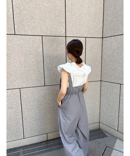 Day and Grade(デイアンドグレイド)の「【RISAKOセレクト】ウエストドロストサロペット(サロペット/オーバーオール・レディース・ブラック/グレー・FREE)」の8枚目の写真