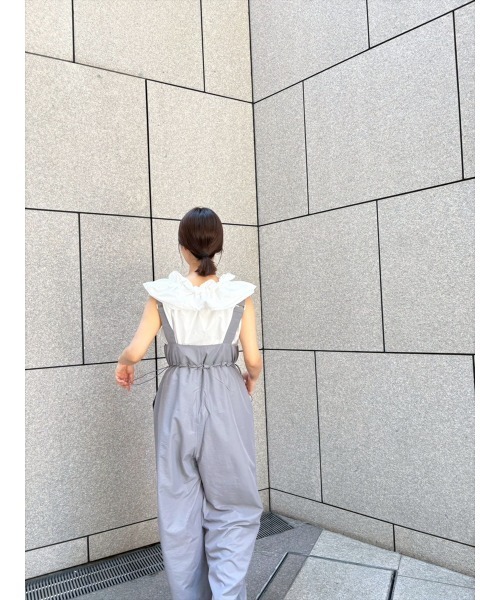 Day and Grade(デイアンドグレイド)の「【RISAKOセレクト】ウエストドロストサロペット(サロペット/オーバーオール・レディース・ブラック/グレー・FREE)」の9枚目の写真
