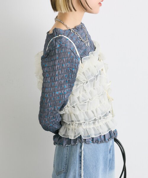 w closet（ダブルクローゼット）の「フリルビスチェキャミ（シャツ/ブラウス・レディース・レッド/アイボリー/グリーン・FREE）」の7枚目の写真