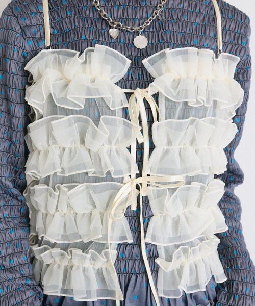 w closet（ダブルクローゼット）の「フリルビスチェキャミ（シャツ/ブラウス・レディース・レッド/アイボリー/グリーン・FREE）」の9枚目の写真