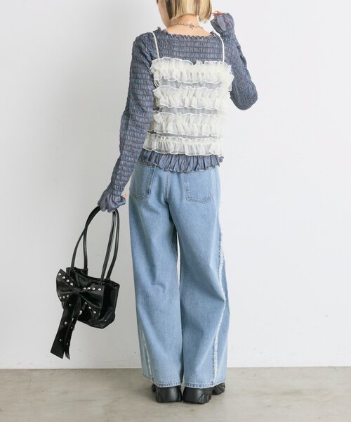 w closet（ダブルクローゼット）の「フリルビスチェキャミ（シャツ/ブラウス・レディース・レッド/アイボリー/グリーン・FREE）」の13枚目の写真