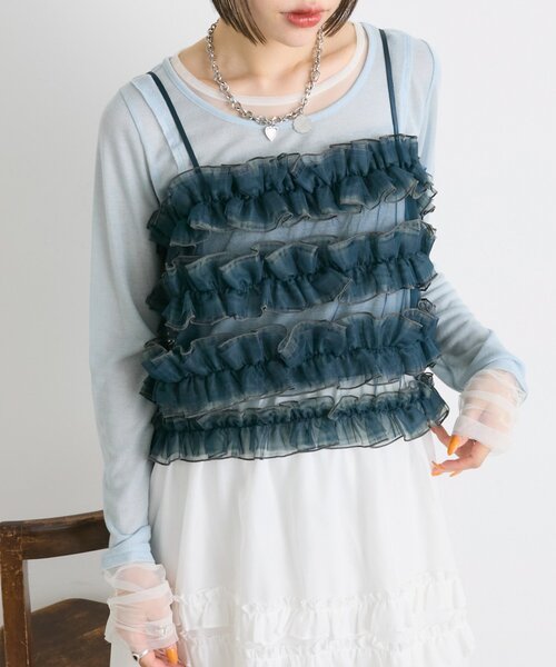 w closet（ダブルクローゼット）の「フリルビスチェキャミ（シャツ/ブラウス・レディース・レッド/アイボリー/グリーン・FREE）」の16枚目の写真