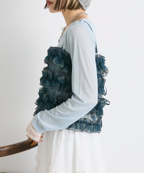 w closet（ダブルクローゼット）の「フリルビスチェキャミ（シャツ/ブラウス・レディース・レッド/アイボリー/グリーン・FREE）」の17枚目の写真