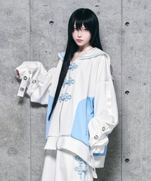 Amilige（アミリージュ）の「チャイナボタン付き配色セーラーZIPパーカー（パーカー）」