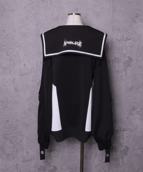 チャイナボタン付き配色セーラーZIPパーカー（パーカー）｜Amilige