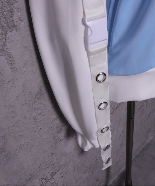 セール】チャイナボタン付き配色セーラーZIPパーカー（パーカー