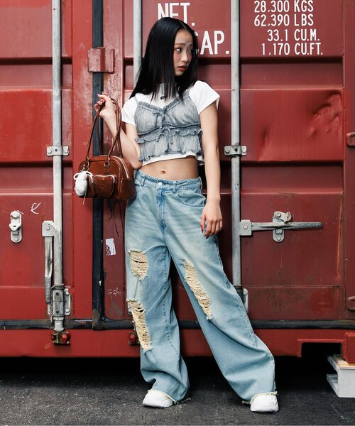 algy（アルジー）の「ダメージデニムパンツ（デニムパンツ・キッズ・サックスブルー/ブラック・XX-SMALL/X-SMALL/MEDIUM/SMALL）」の9枚目の写真