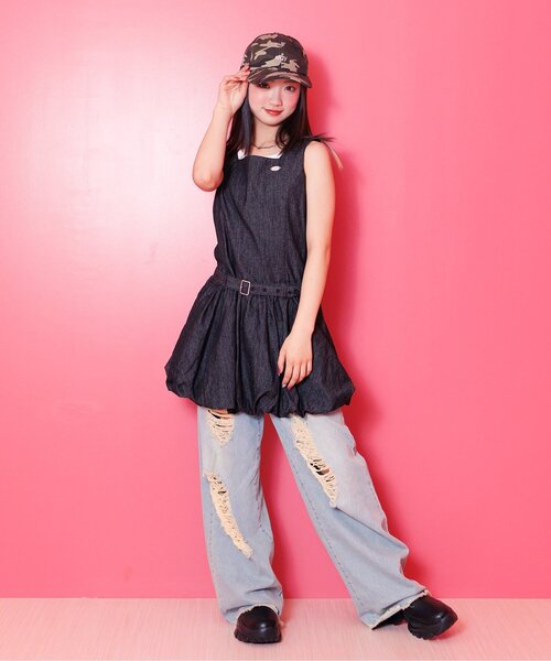 algy（アルジー）の「ダメージデニムパンツ（デニムパンツ・キッズ・サックスブルー/ブラック・XX-SMALL/X-SMALL/MEDIUM/SMALL）」の11枚目の写真