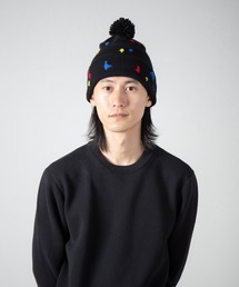 INDIETRO ASSOCIATION（インディエトロアソシエーション）の「Paint Embroidery Knit Cap / ペイント風刺繍ニットキャップ（ニットキャップ/ビーニー）」